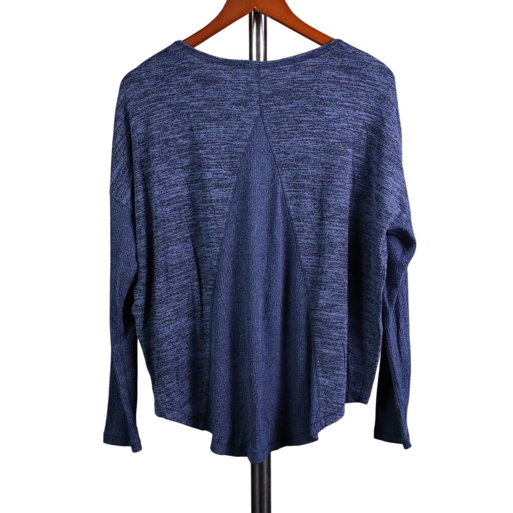 Rag & Bone Jean Shirt Womens L Marled Blue Amelie Long Sleeve Ribbed Soft Dolman - Picture 2 of 11